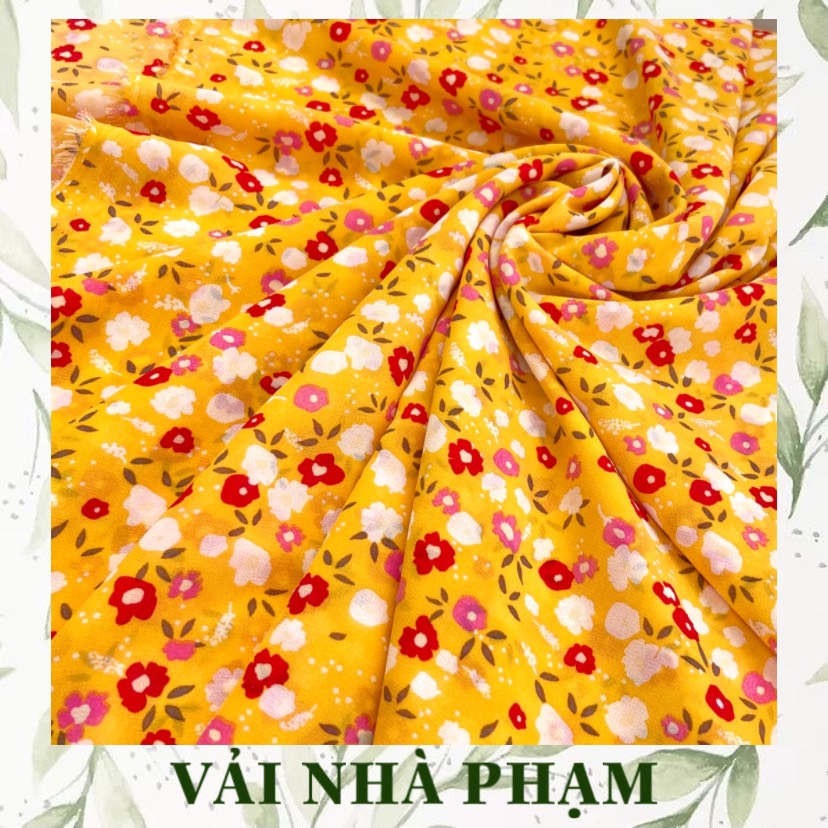 Voan tằm hoa nhí nền vàng - khổ vải 1.5m - vải nhà phạm