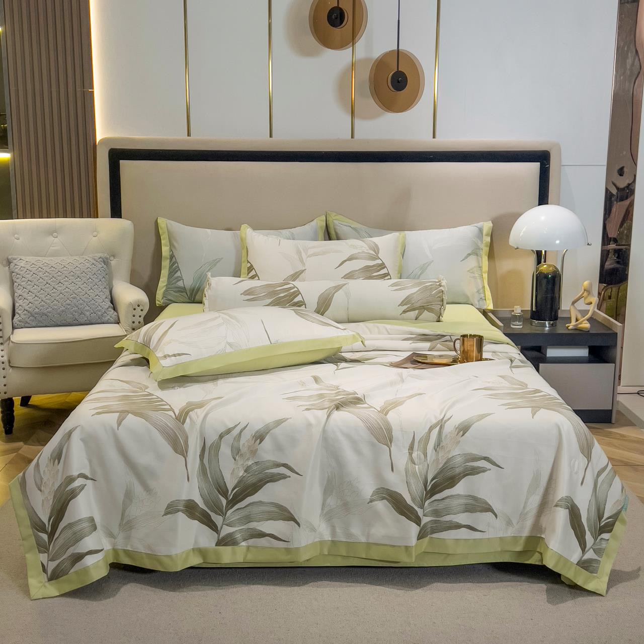 Bộ chăn ga lụa thái set 5 món có vỏ gối ôm cùng bộ