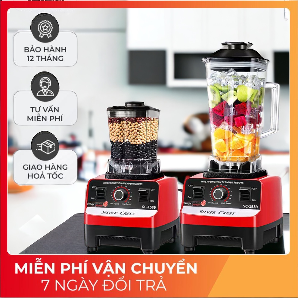 Máy Xay Sinh Tố Công Nghiệp Công Suất 4500W. Đa năng xay đá, xay thịt cá thực phẩm. Bảo hành 12 tháng trên toàn quốc.