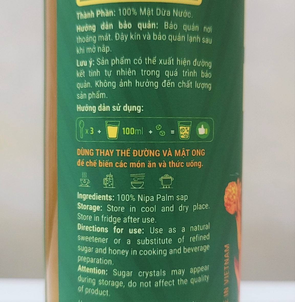 [Chai 375g] MẬT DỪA NƯỚC CÔ ĐẶC (Đường ăn kiêng tự nhiên) [VN] VIETNIPA Nipa Palm Syrup