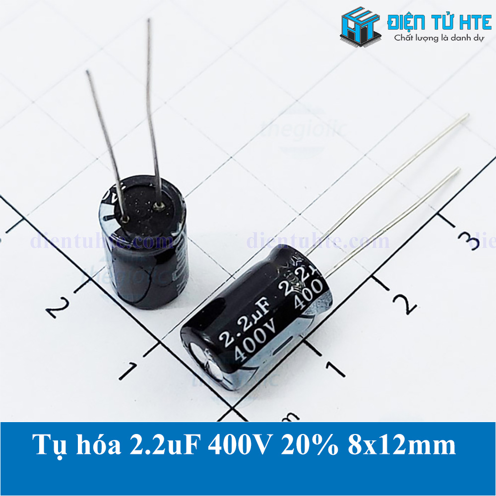 Bộ 10 tụ hóa 2.2uf 400v 20% kích thước 8x12mm