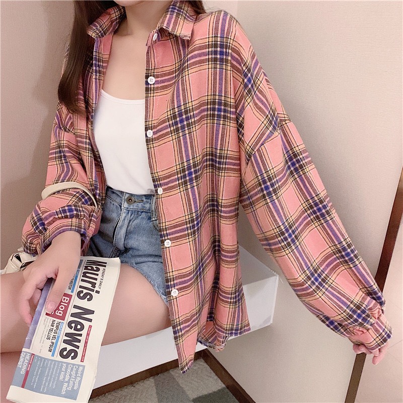 [HCM]Áo sơ mi carô phong cách retro HK cá tính