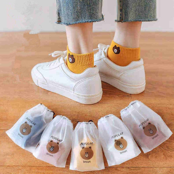 Combo 10 đôi tất gấu dày đẹp cổ ngắn trộn đều màu đựng trong túi zíp