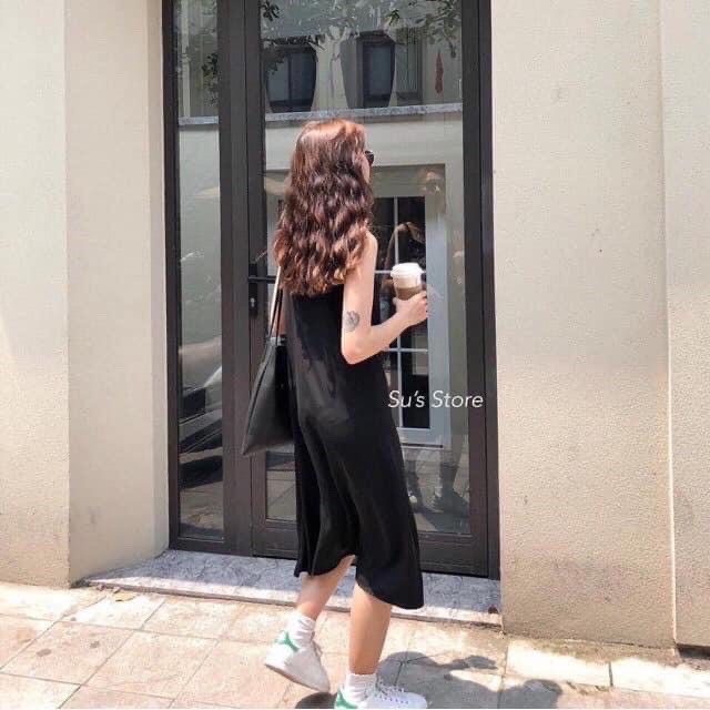 Váy 2 dây, đầm hai dây - chất đũi lụa trơn basic nữ 🌸🌸🌸 Ảnh và video thật