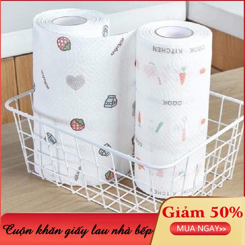 Cuộn 220 Tờ Khăn Giấy Lau Bếp Họa Tiết Đa Năng, Chất Giấy Siêu Dai Thấm Hút Tốt, cuộn giấy lau bếp, Cuộn giấy thấm dầu nhà bếp, 220 tờ lau bếp