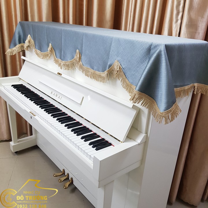 Khăn Phủ đàn piano cơ màu xanh vải cao cấp