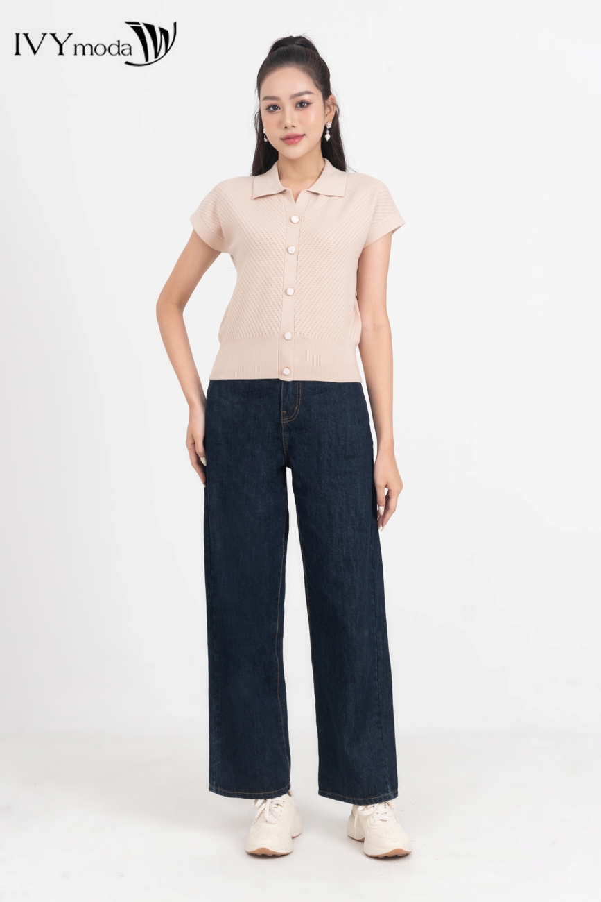 Quần jeans suông xanh đậm ivy moda ms 25m7863