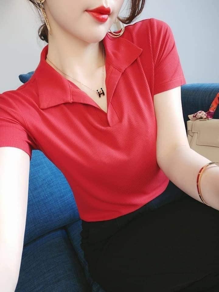 Áo thun nữ cổ trụ vải bo gân thiết kế thời trang dễ phối đồ cực xinh đi chơi đi cafe đều hợp