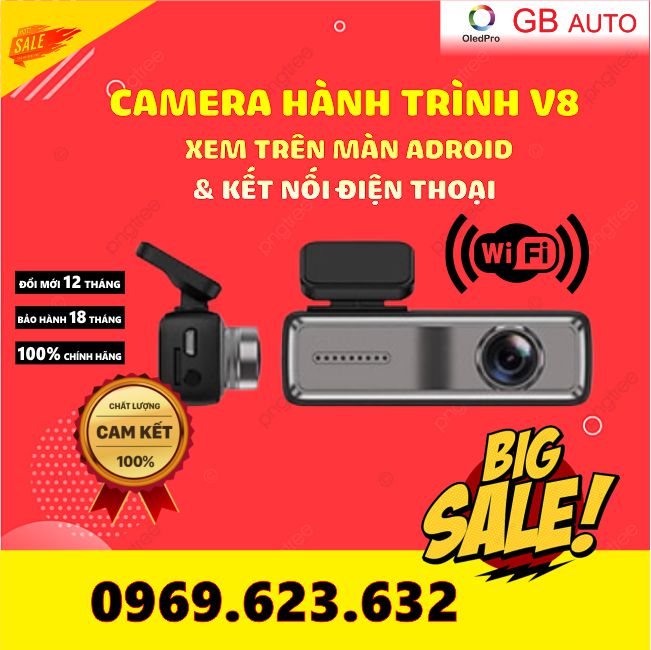 Camera hành trình V8 Xem trên điện thoại, Cắm Jax USB cho màn android