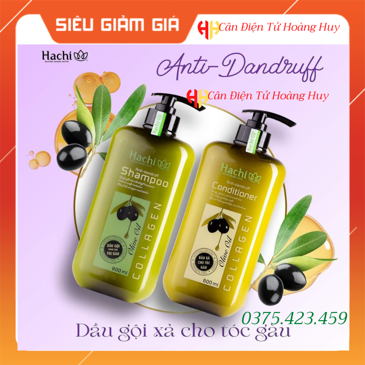 Cặp Dầu Gội Xã Oliu HACHI 800ml Dành Cho Tóc Gàu