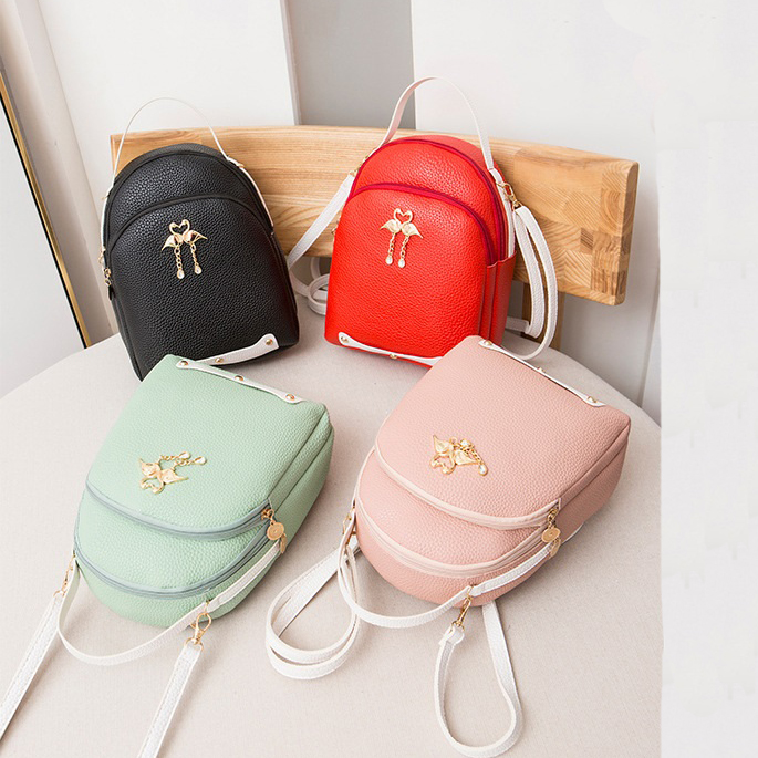 Balo Mini Giả Da 2 Con Hac B45 Vàng