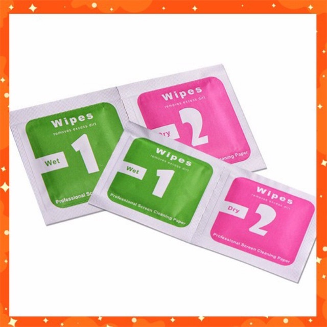 Bộ khăn lau 1-2 ướt - khô hỗ trợ dán cường lực & skin dán các loại
