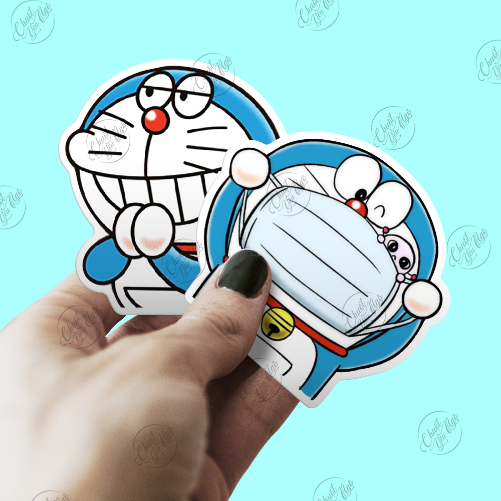 Combo 100 sticker hình dán decal chống nước chủ đề mèo máy Đô rê mon Doraemon phim hoạt hình