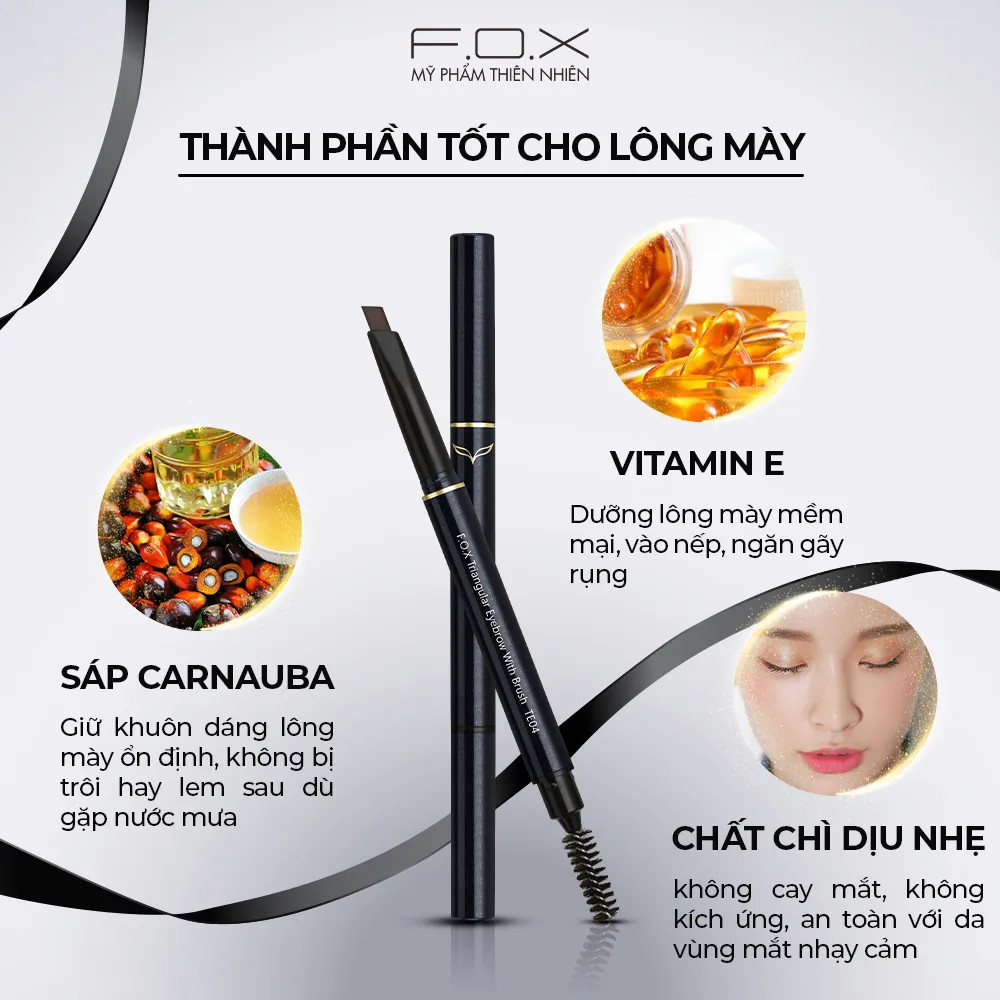 Chì Kẻ Mày FOX Đầu Tam Giác ( kèm ngòi ) Triangular Eyebrow 0.25g -FOX Mỹ phẩm thiên nhiên