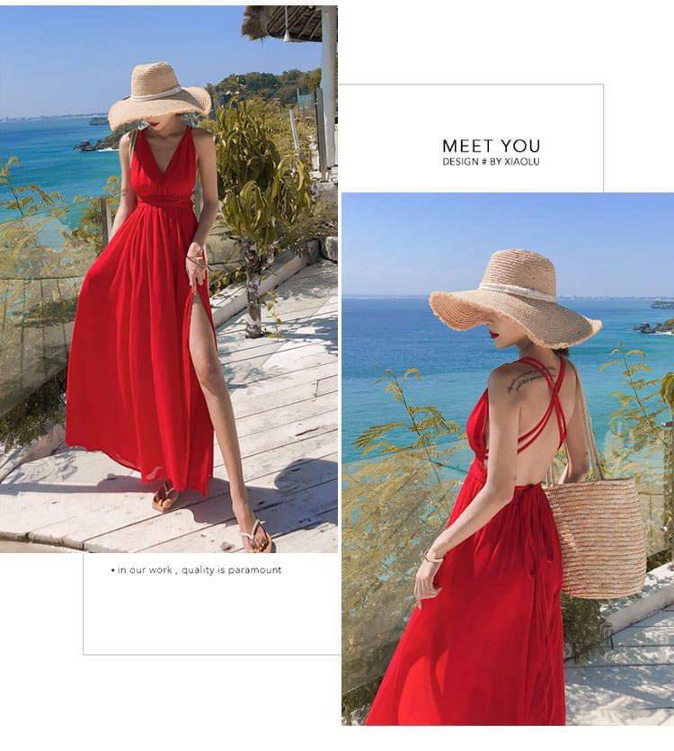 [HCM]ĐẦM MAXI CHÉO LƯNG ĐỎ- HÌNH THẬT SP100%