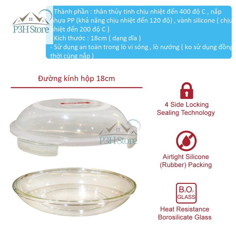 Hộp thủy tinh Lock&Lock nắp vòm Dome Style LLG883