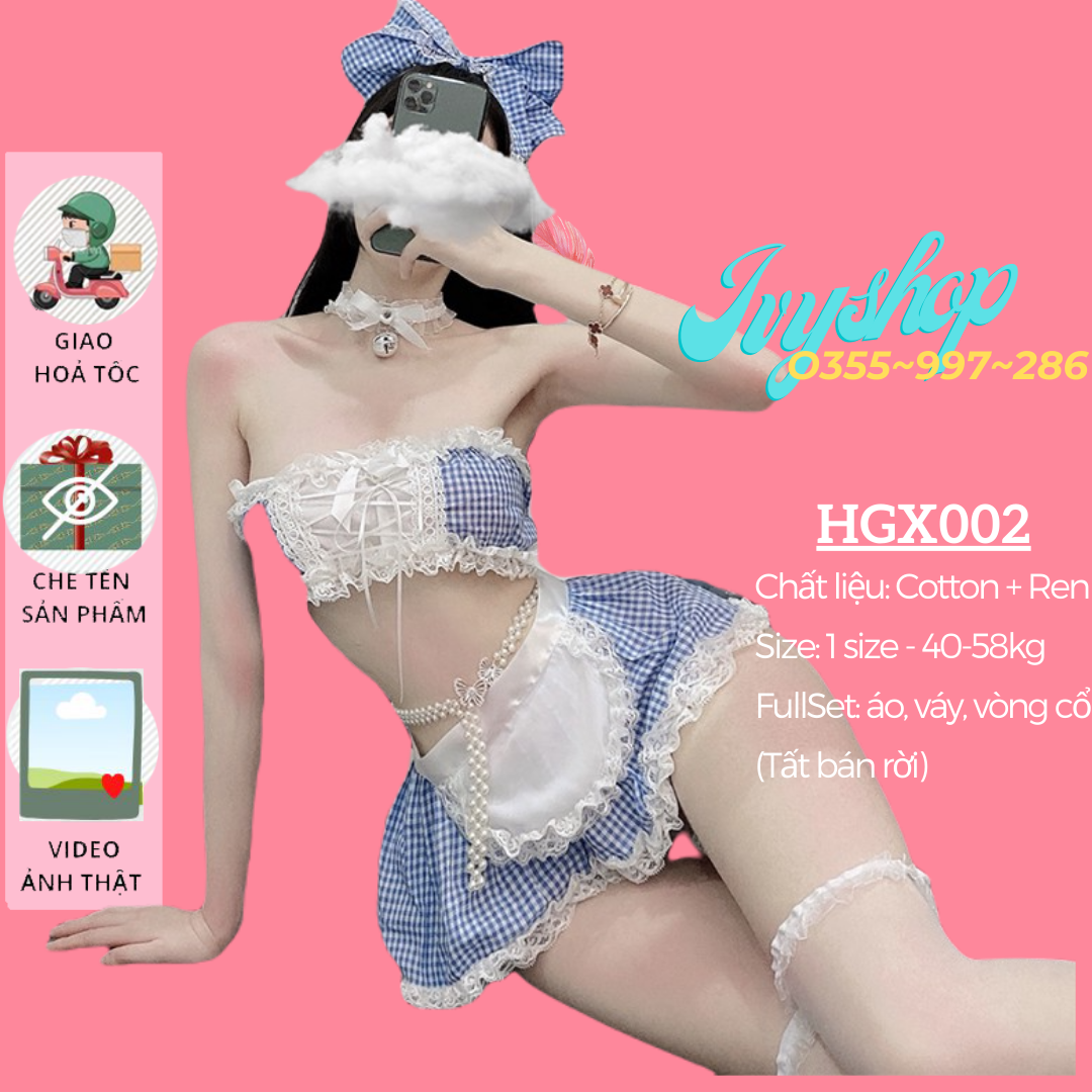 Bộ Đồ Ngủ Cosplay Hầu Gái Sexy Fullset Phối Ren Quyến Rũ -  [HÀNG CAO CẤP] Đầm Ngủ Cosplay Sexy Cô Giúp Việc Dễ Thương - Hot Item Code: HGX002