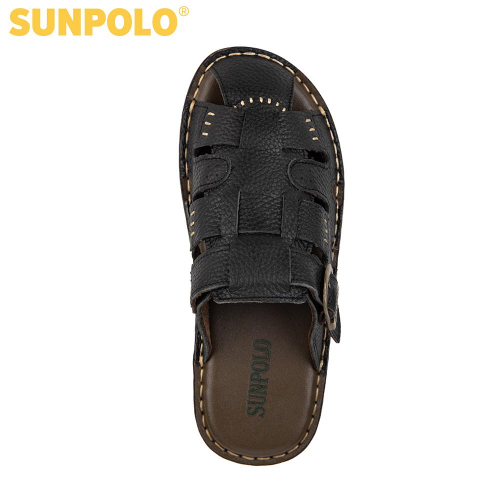 Dép Nam Bít Mũi Da Bò SUNPOLO ABI011 (Đen, Nâu)