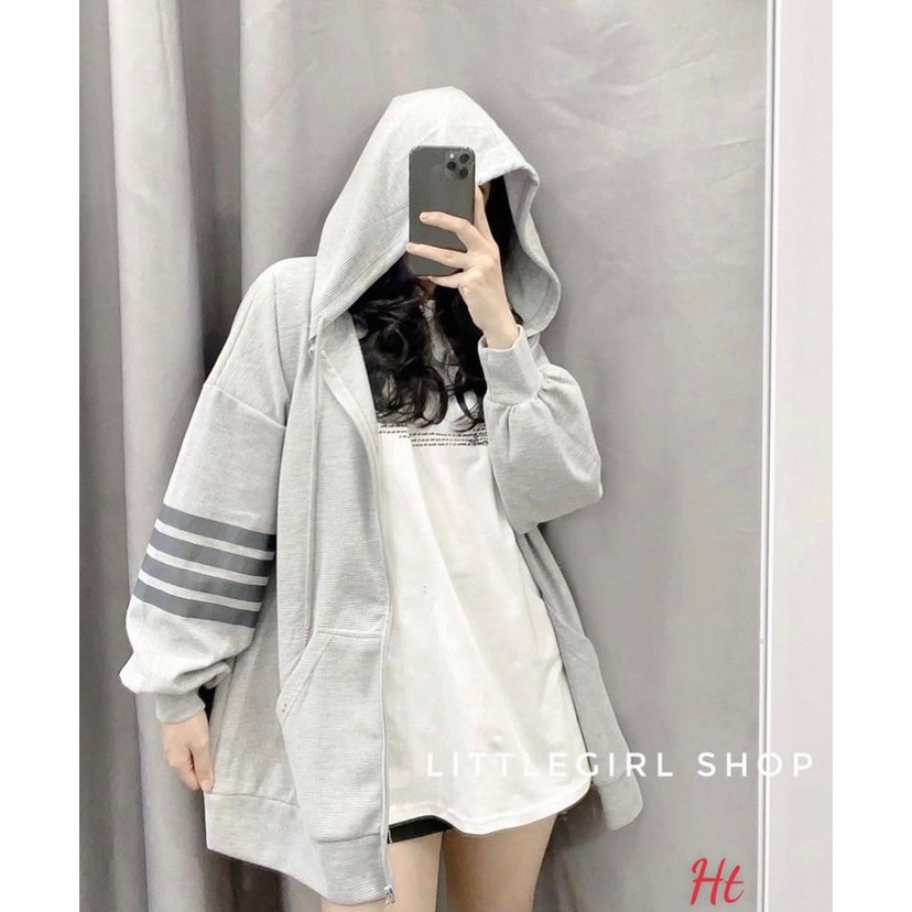 Áo khoác nỉ cotton 4 sọc tay