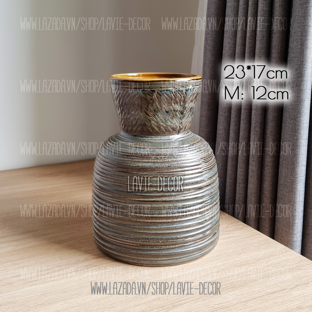 Lọ hoa gốm sứ men hỏa biến ánh bạc Bát Tràng