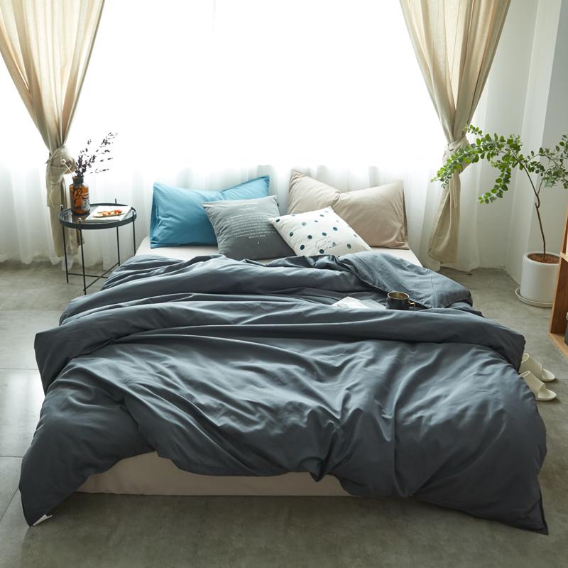 Màu Giản Lược Nổi Danh Trên Mạng Giặt Bằng Nước 100% Cotton Trên Giường Cung Cấp 100% Cotton 1.5m1.8 M Hai Người Ga Trải Giường Vỏ Chăn 4 Bộ Bốn Chiếc