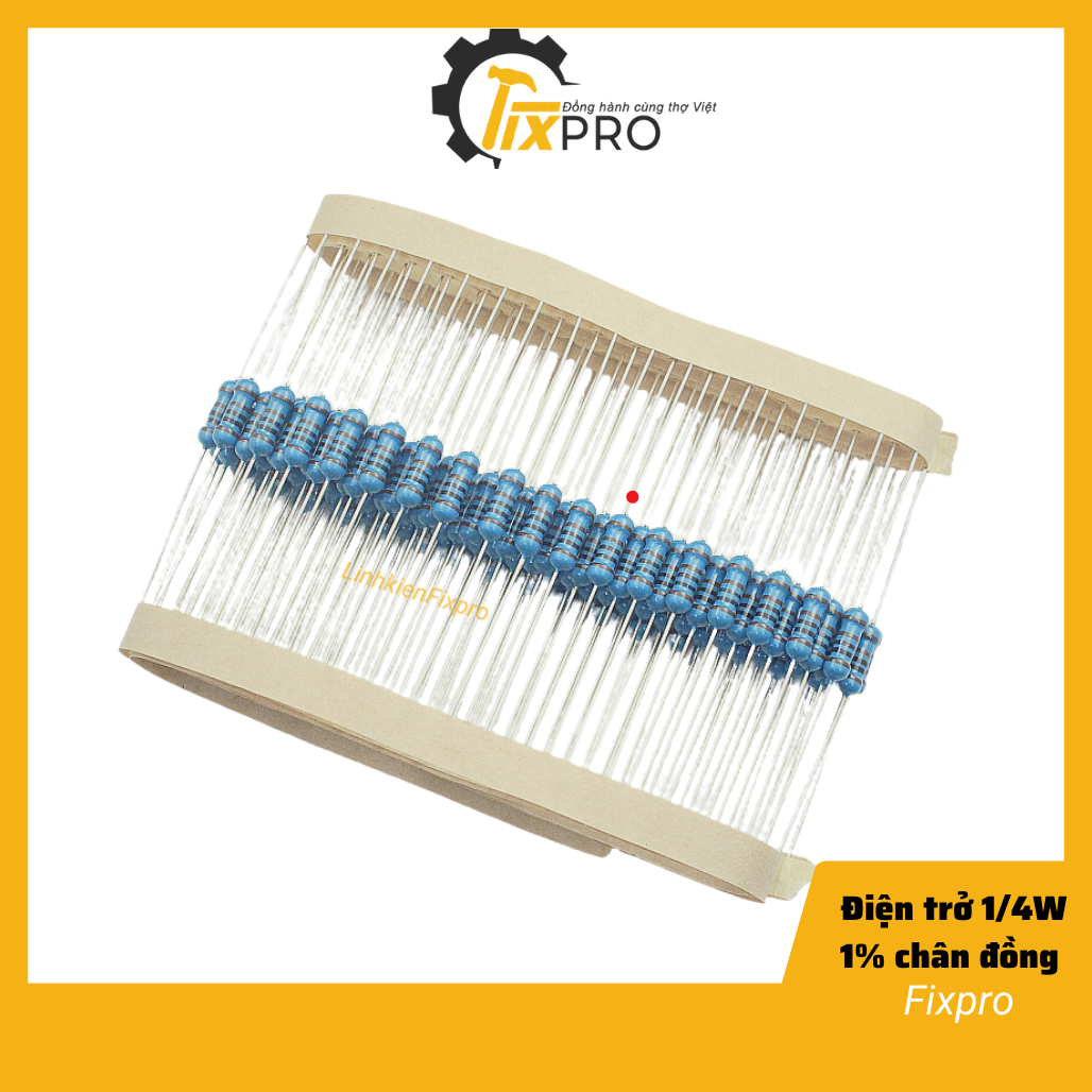 Điện trở vạch 1/4w 1k-10k 1% chân đồng túi 50 con - fixpro