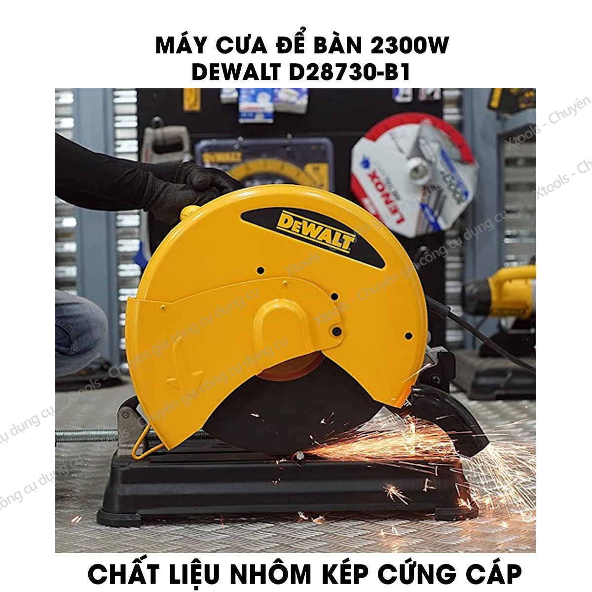 Sawing Machine cut to table 2300W DeWalt d28730-b1 attached saw blade. Miter saw stand solid design easily on any surface, cutting blade heat resistant, good bearing [XTools] [xsafe]