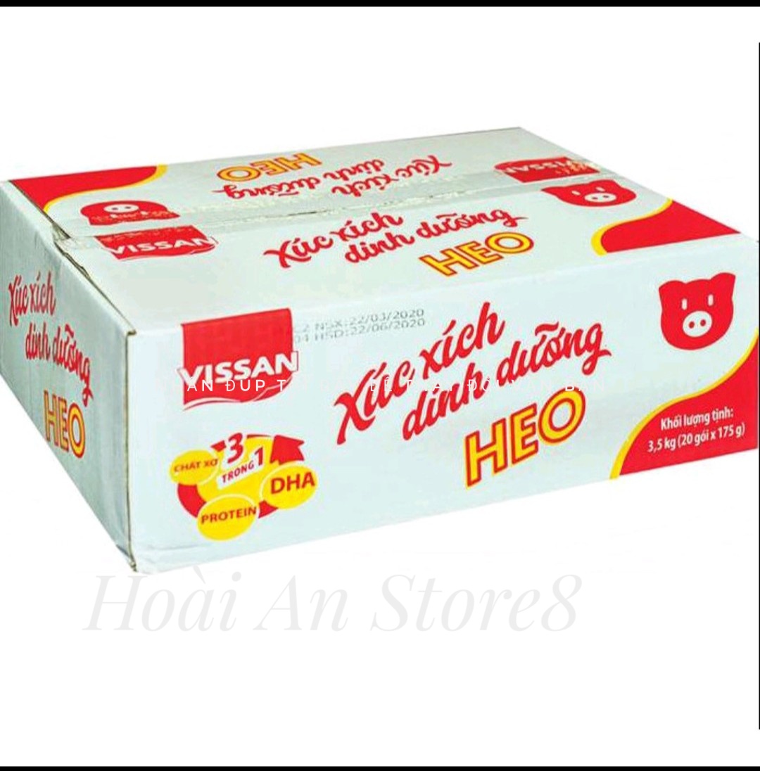 1 Thùng Xúc Xích heo Dinh dưỡng Vissan ( 20 bịch x 175g) ( date Mới)