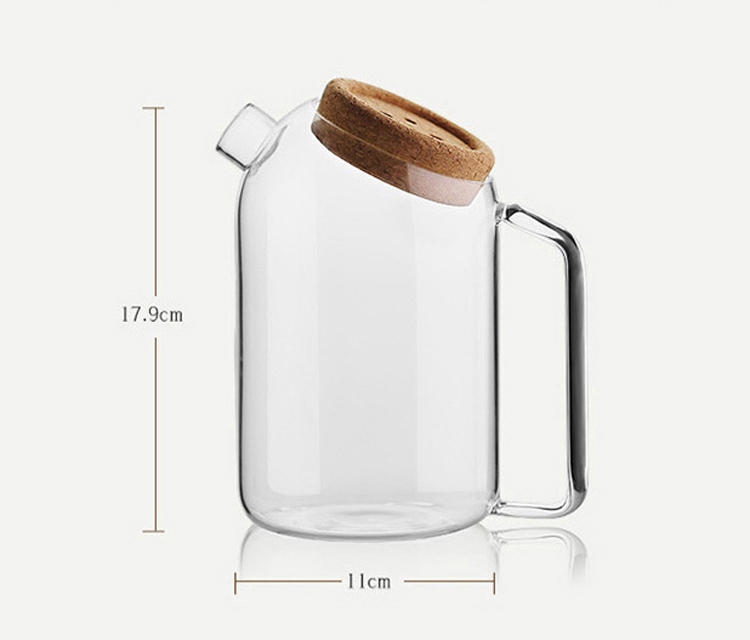 Bình thủy tinh Borosilicate nắp gỗ hình nút áo