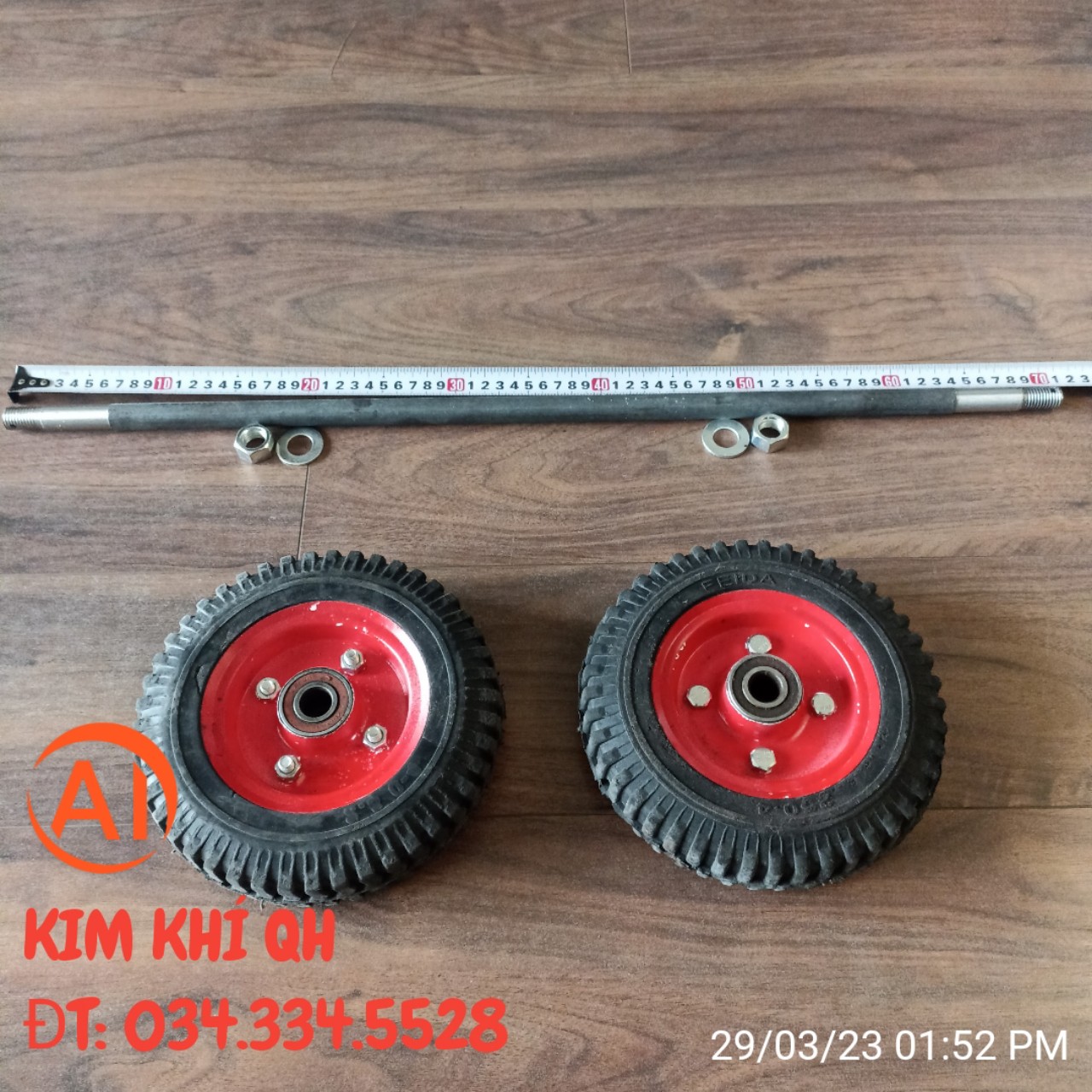 Bộ 2 bánh xe 20 cm kèm trục ốc