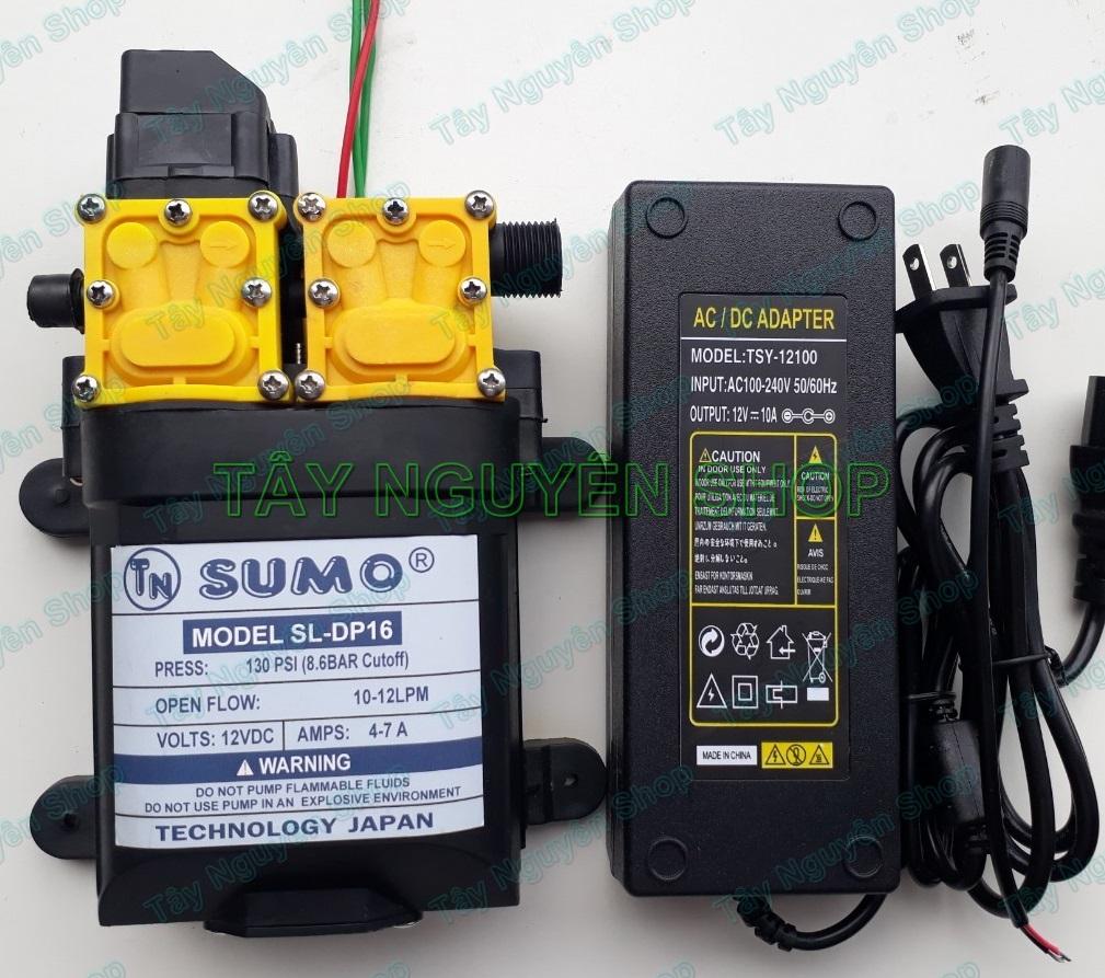 Bộ Máy bơm đôi SUMO mẫu mới 2020 và nguồn Adapter 12v 10A - Bơm Phun Sương - Bơm Tăng áp