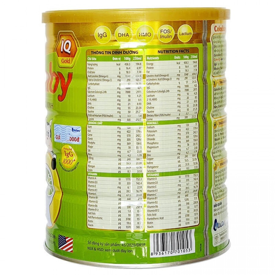 [HCM]Sữa COLOSBABY IQ Gold 1+ 800G (trẻ từ 1-2 tuổi)