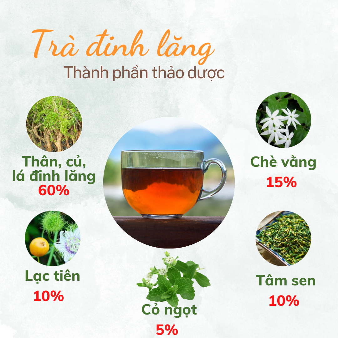 Trà Đinh lăng Mộc Can hộp 25 túi lọc