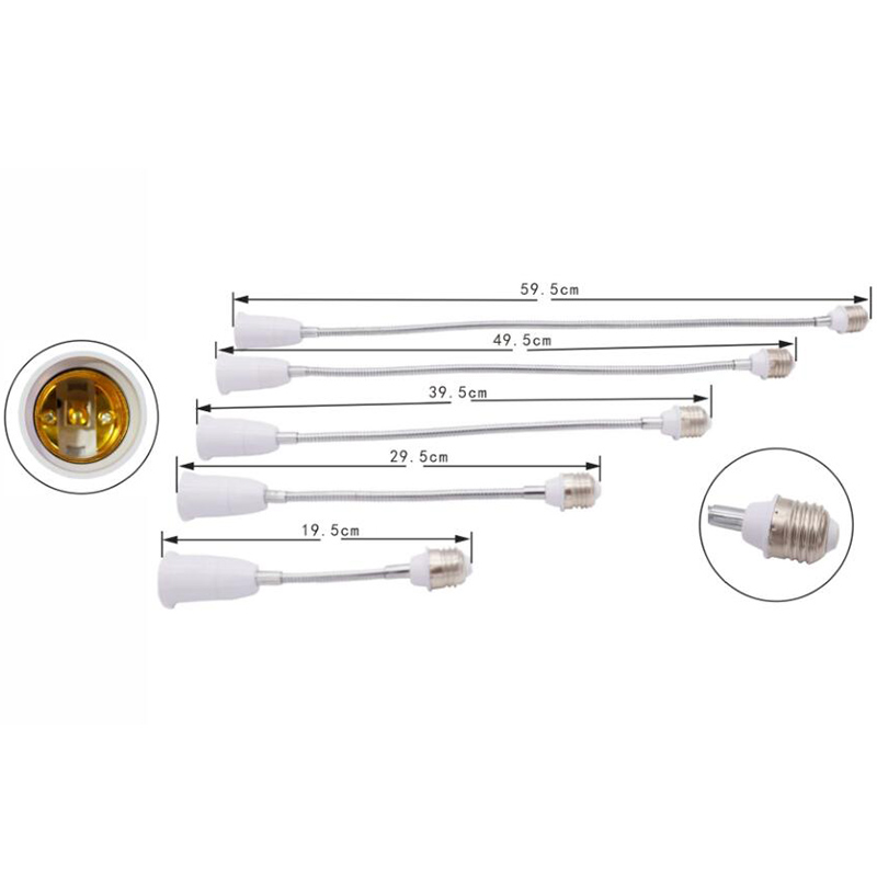 QKKQLA 6 size Flexible LED Light Bulb Base E27 to E27 extension extender adapter AC power Socket Screw Holder Converters Lamp Adapter