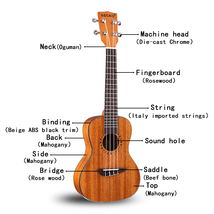 Đàn Ukulele Gecko Size Concert 23 Inch Gỗ Mahogany