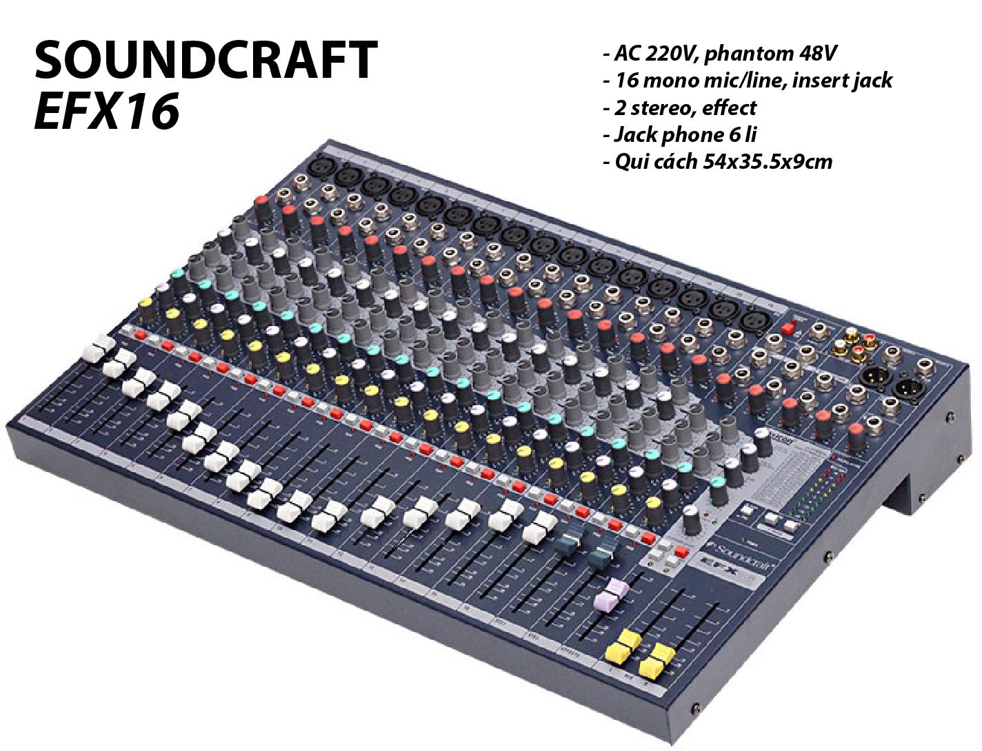 [HCM][Trả góp 0%]Bàn Mixer Soundcraft EFX16