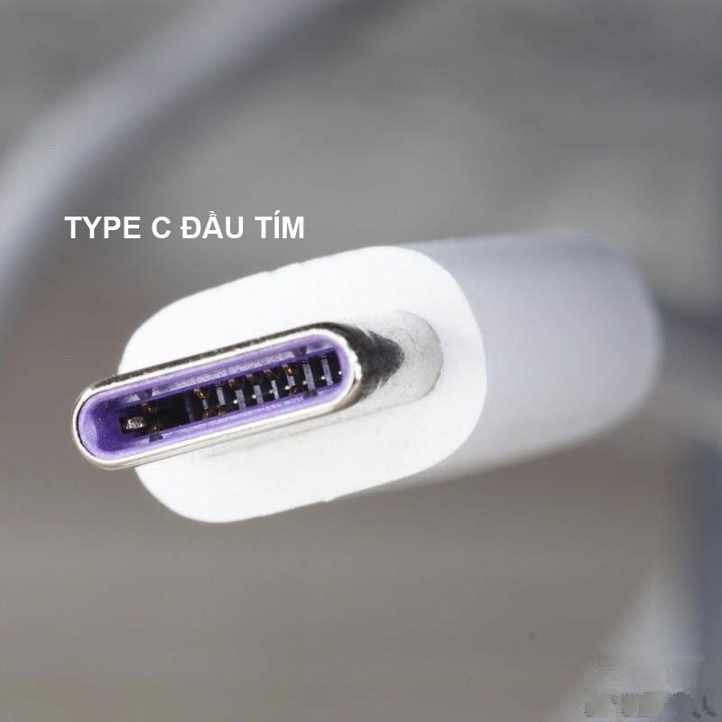 Cáp Sạc 5A hỗ trợ sạc Huawei Đầu sạc Type-C TÍM