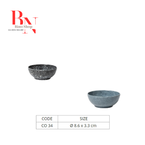 10 Chén Chấm Nhựa Melamine Vân Đá Đen/Xanh