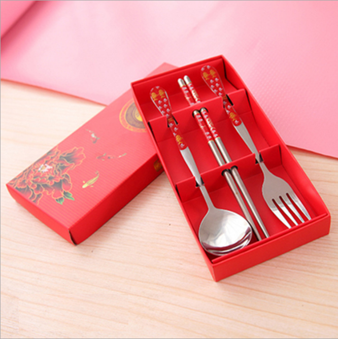 Bộ muỗng đũa nĩa inox hoa văn sang trọng - nhiều màu lựa chọn.
