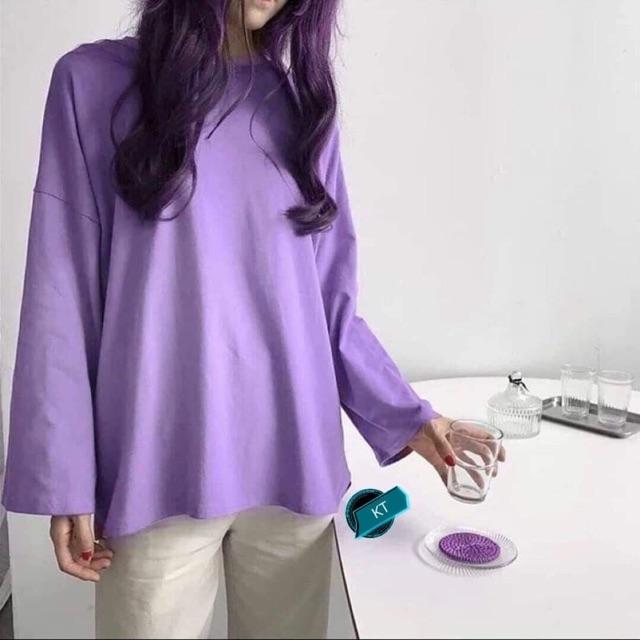 Áo thun tím trơn tay suông KTH0919