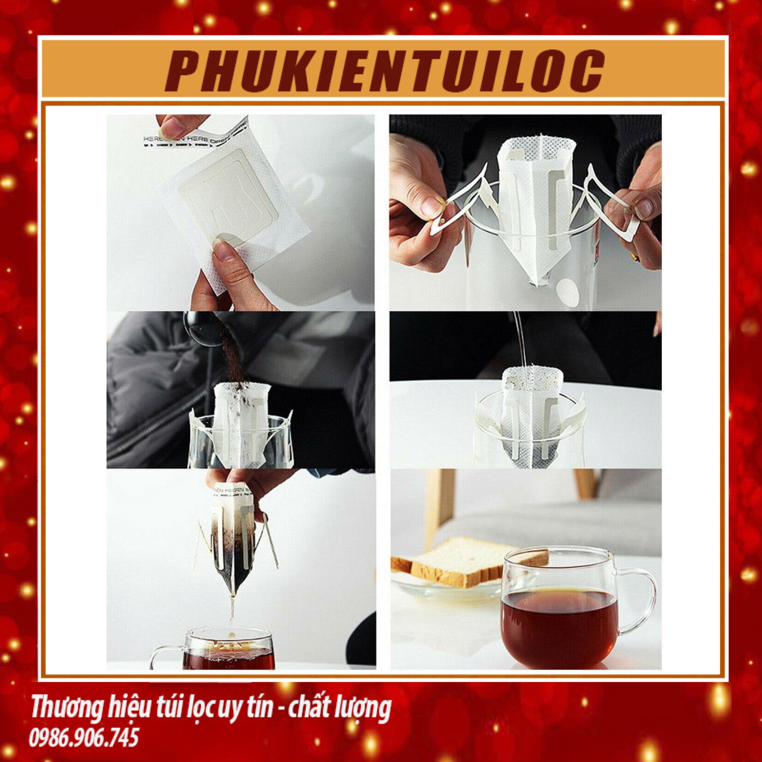Set 50c Phin giấy pha cà phê / túi lọc cà phê / phin pha cà phê đi du lịch - Phukientuiloc.com