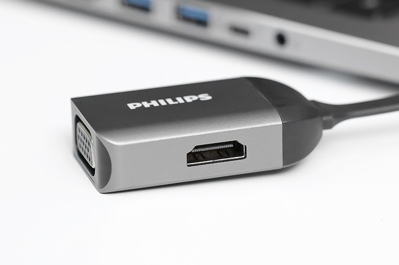 Adapter chuyển đổi Type C 2 in 1 Phi07A-93 Xám
