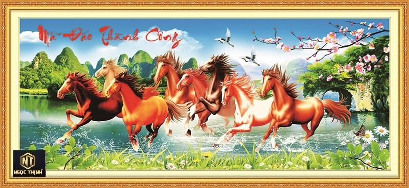 Tranh đính đá Mã đáo thành công VS015 - 96X50CM (Kho Tranh Giá Rẻ)