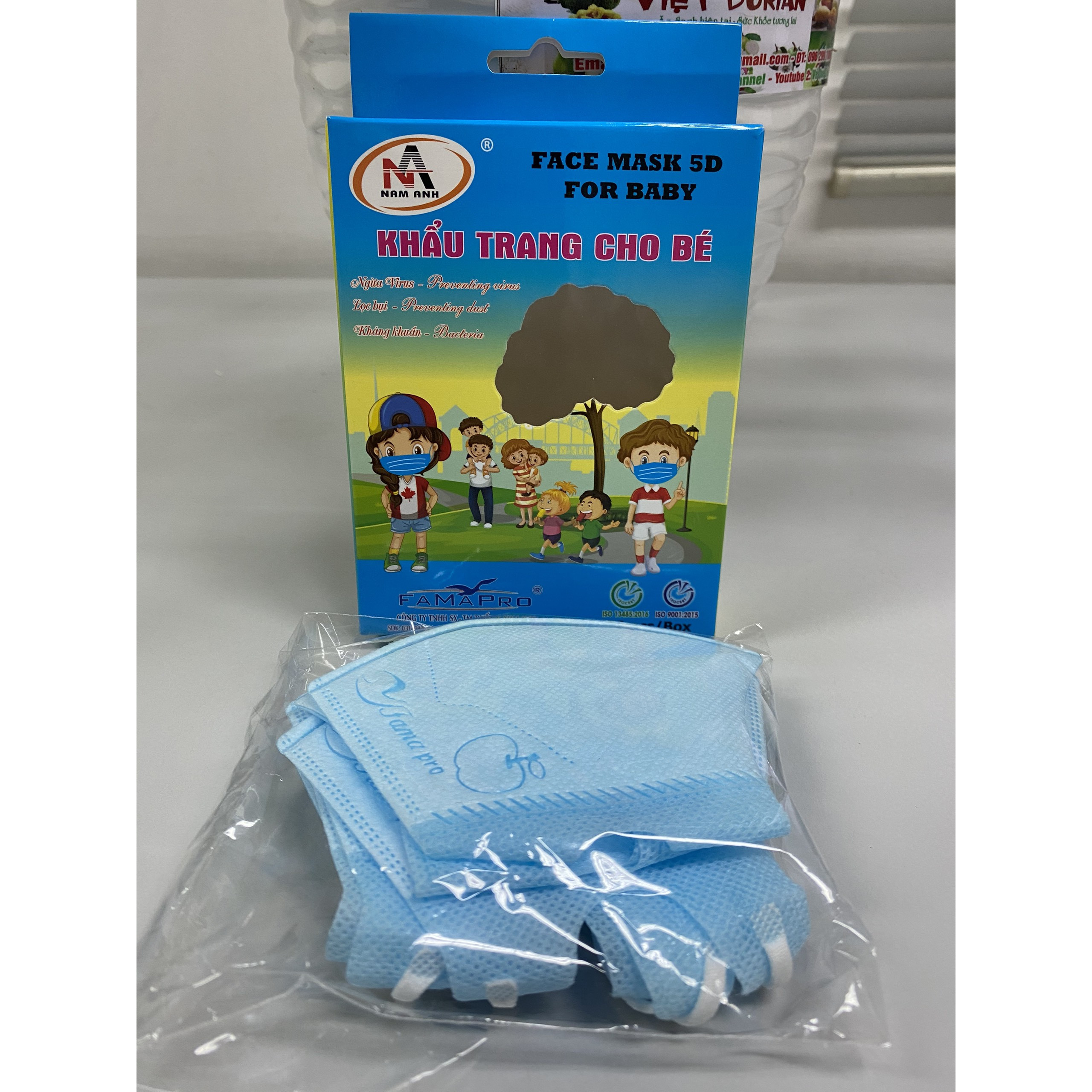 (sunashop)_Khẩu Trang Trẻ Em Famapro 5D Dây Thun