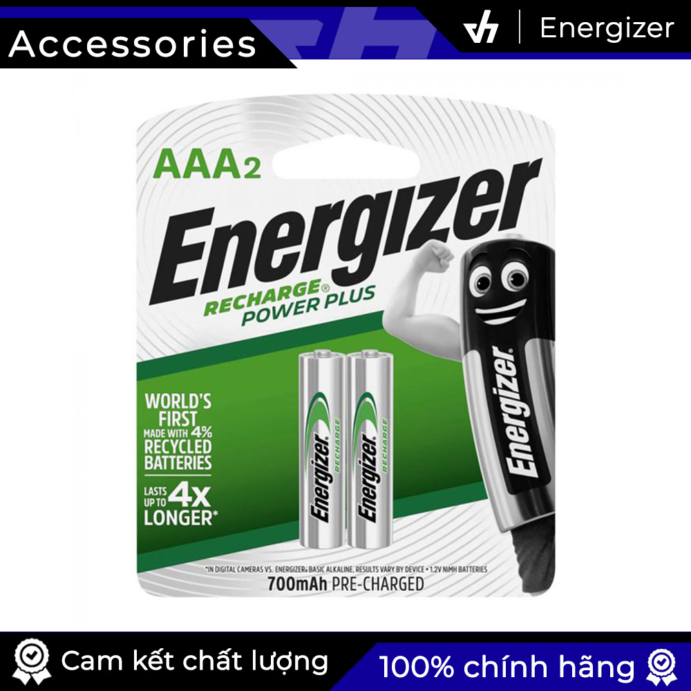 Bộ 2 pin sạc aaa energizer recharge 700mah