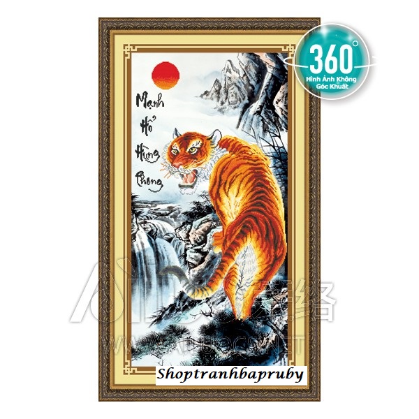 Tranh đính đá mãnh hỗ hùng phong 77195 kích thước 60 x 112 cm