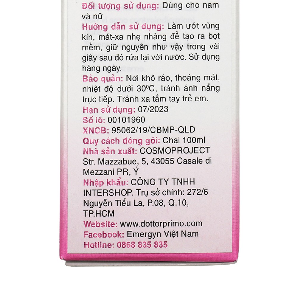 [HCM]Dung Dịch Vệ Sinh Phụ Nữ DottorPrimo Emergyn 100ml