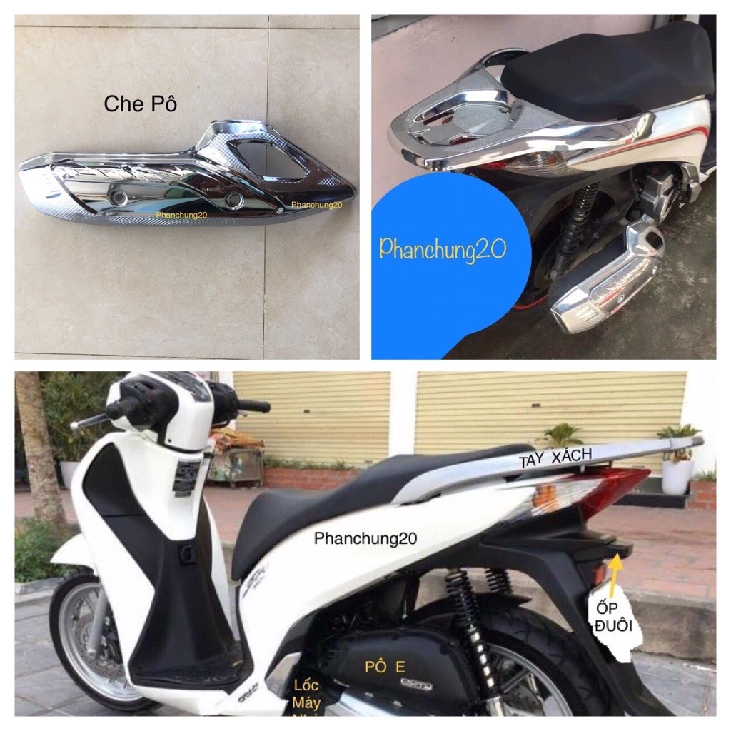 Ốp che pô dùng cho đời xe sh 2012 2013 2014 2015 2016 crom