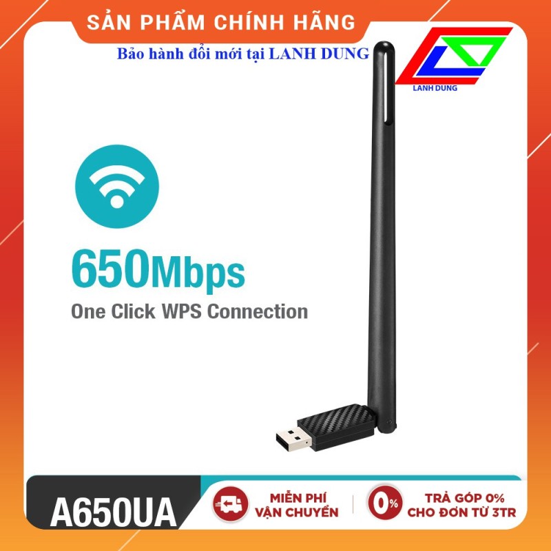 Usb thu wifi băng tần kép AC650 TOTOLINK A650UA-Tốc độ siêu cao 650Mbps