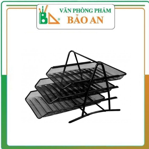 Khay đựng tài liệu 3 tầng deli, đen - e9181